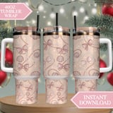 Coquette Pearls & Bows Seamless Digital Pattern Size Bundle Png thumbnail 8