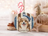 Corgi Christmas Ornament 2026, Cute Dog Holiday Tree Decor, Blue Santa Hat Corgi Mom Gift, Custom Pet Keepsake for Dog Lovers thumbnail 2