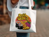 Roll With It Digital Product, Sushi Cheese Grapes Pretzels Graphic, Food Lover PNG, Positive Vibe Design, Snack Time Download thumbnail 3