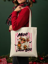 Moo I Mean Boo Halloween Tote Bag, Spooky Cute Highland Cow Ghost Bag, Pink Aesthetic Fall Season Shopping Tote, Funny Cow Lover Gift thumbnail 8