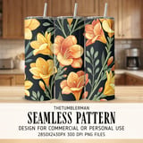 Yellow Orange Floral Tumbler Design, Watercolor Flowers Backgrounds, Junk Journal Pages, Printable Tumbler PNG, Digital Scrapbooking Paper thumbnail 2