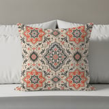 Mediterranean Tile Pillow Cover, Boho Terracotta & Grey Ornate Pattern Pillow Case, Global Chic Decorative Cushion thumbnail 8
