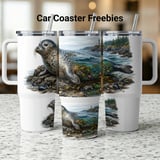 Coastal Seal Tumbler Wrap Digital Design 40oz | Ocean Lighthouse Beach Tumbler PNG Sublimation File | Marine Life Tumbler Art for Sea Lovers thumbnail 1