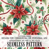 Poinsettia Tumbler Design, Christmas Digital Paper, Watercolor Floral Junk Journal, Printable PNG, Scrapbooking Paper thumbnail 1