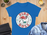Pink Flamingo Bowling T-Shirt, Retro Roll Funny Flamingo Tee, Quirky Bird Lover Shirt, Summer Vacation Graphic Tee, Women's Bowling Gift thumbnail 2