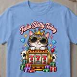 Feelin' Slotty Casino Cat T-Shirt thumbnail 5