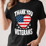 Thank You Veterans American Flag Heart T-Shirt thumbnail 5