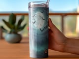 Spooky Halloween Tumbler Wrap Digital Design, Full Moon Pumpkins Bats Scary Trees 20oz Skinny Straight Tumbler PNG thumbnail 3