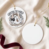 Ghost Book Lover Ornament, Cute Spooky Reader Christmas Decor, Introvert Bookish Gift, Iced Coffee Reading Lover Tree Ornament thumbnail 4
