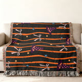 Witch Hat Velveteen Blanket - Spooky Cute Halloween Throw Pillow, Whimsical Orange & Black Stripe Witchy Home Decor Gift thumbnail 8