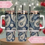 Elegant Indigo Paisley Digital Design Size Bundle Png thumbnail 8