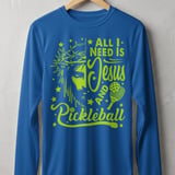 Pickleball Sport-Tek Long Sleeve Tee, All I Need Is Jesus And Pickleball, UV Protection Sun Shield Shirt thumbnail 6