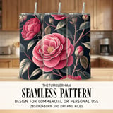 Pink Camellia Tumbler Design, Digital Download, Floral PNG, Watercolor Flowers, Printable Paper, Junk Journal, Scrapbooking, Sublimation thumbnail 2