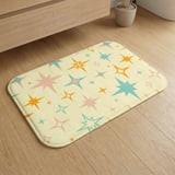Mid Century Modern Shower Curtain, Bath Mat Retro Atomic Starburst Vintage 1950s Bathroom Decor, Pastel Boho Kitsch Stars Bath Set thumbnail 9