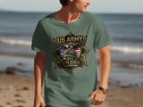 US Army Soldier Serving with Honor T-Shirt | Patriotic Military Veteran Gift | American Pride Eagle Flag Graphic Tee thumbnail 8