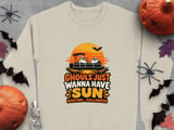 Ghouls Just Wanna Have Sun Boating Halloween Pontoon Boat Ghost Sunset Crewneck Sweatshirts Graphic thumbnail 10