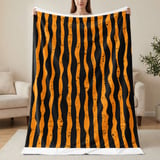 Distressed Orange Black Stripe Velveteen Blanket | Spooky Halloween Woven Throw Pillow | Grunge Fall Decor Gift thumbnail 15