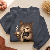Grumpy Werewolf Coffee Cat Tee thumbnail 9