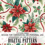 Poinsettia Tumbler Design, Christmas Digital Paper, Watercolor Floral Junk Journal, Printable PNG, Scrapbooking Paper thumbnail 13