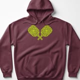Pickleball Gildan Fleece Hoodie, Crossed Neon Pickleballs Paddle Graphic, Court Pullover thumbnail 3