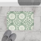 Sage Green Floral Shower Curtain and Bath Mat Set, Folk Art Botanical Flower Bathroom Decor, Cottagecore Farmhouse Boho Bath Set Gift thumbnail 17