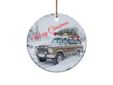 Waggy Ornament, Christmas Ornament, Grand Wagoneer Ornament, Car Ornament, Holiday Decoration, Winter Scene thumbnail 1