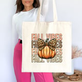 Fall Vibes Pumpkin Bow Tote Bag thumbnail 2