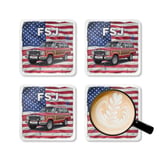Grand Wagoneer Corkwood Coaster Set, American Flag Art, The Waggy Coasters, FSJ Car Gift, Car Lover Gift, Petralla Shop Cars Section thumbnail 5