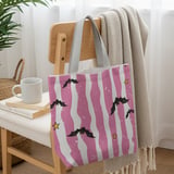 Distressed Pink Stripe Bat Phone Case | Spooky Cute Goth Kawaii Bat Pattern Tote Bag | Y2K Aesthetic Gift thumbnail 3