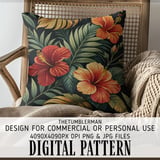 Tropical Floral Tumbler Design, Digital Paper Pack, Hibiscus Flower Backgrounds, Colorful Flowers, Printable Png for Sublimation thumbnail 5