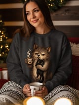 Grumpy Werewolf Coffee Cat Tee thumbnail 10
