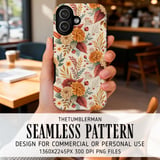 Autumn Flowers Tumbler Design, Digital Paper Pack, Floral Background, Watercolor, Fall Scrapbook Paper, Junk Journal, Seamless Pattern thumbnail 6