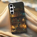 Fantasy Bookshelf Tough Phone Case, Dark Academia Dragon Bookish Cover, Magic Crystal Library Phone Case, Gift for Book Lover Gamer thumbnail 6