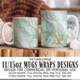 Teal Marble Tumbler Design, Digital Papers, Gold Veins, Printable Tumbler Png, Floral Junk Journal Pages, Watercolor Flower Backgrounds thumbnail 4