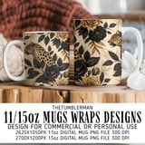 Digital Leopard Pattern, Floral Digital Paper, Animal Print, Digital Bundle, Seamless Pattern, Commercial Use, Printable Pattern, PNG JPG thumbnail 4