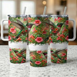 Hummingbird & Trumpet Flower 40oz Tumbler Wrap Design | Floral Bird Sublimation Digital File | Nature Lover Gift thumbnail 5
