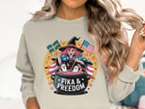 Swedish American Halloween Sweatshirt and T-shirts, Fika and Freedom, Witch with Ghosts, American Flag, Swedish Flag, Halloween Sweatshirt thumbnail 3