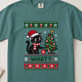 Black Cat What Pushing Christmas Tree Ornament Santa Hat Knitted Holiday Graphic Standard T Shirts thumbnail 11