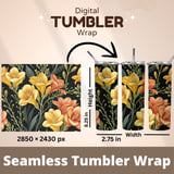 Yellow Freesia Tumbler Design, Watercolor Flowers Digital Paper, Floral Junk Journal, Printable Tumbler Png, Digital Scrapbooking thumbnail 7