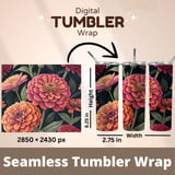 Colorful Floral Tumbler, Digital Download, Watercolor Flower Background, Scrapbook Paper, Floral Junk Journal Pages, Printable tumbler png thumbnail 7