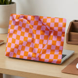 Pink Orange Checkered Laptop Case thumbnail 2