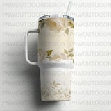 Luxury Gold Peony 40oz Tumbler Wrap, Seamless Distressed Tapered Sublimation Digital File, Elegant Floral Design, Free Car Coasters thumbnail 6