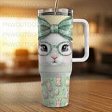 Easter Bunny 40oz Tumbler Wrap, Seamless Distressed Tapered, Cute Easter, Happy Spring, Digital Download, Sublimation Design thumbnail 4