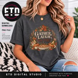 Thanksgiving PNG Gather Laugh Stay Awhile Fall Sublimation Design, Rustic Autumn Pumpkin Pie Wreath Clipart, Cozy Farmhouse Harvest Decor thumbnail 3