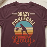 Pickleball Sport-Tek Performance Tee, Crazy Pickleball Lady Silhouette, Moisture-Wicking Court Apparel thumbnail 2