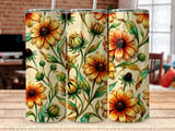 Watercolor Black Eyed Susan Tumbler Wrap PNG, Floral Fall Autumn Seamless Sublimation Design, 20oz Skinny Tumbler Digital thumbnail 8