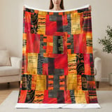 Modern Abstract Art Velveteen Blanket, Geometric Woven Throw Pillow, Red Orange Eclectic Decor, Contemporary Home Art Statement thumbnail 11