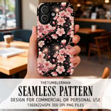 Pink Cherry Blossom Tumbler Design, Floral Tumbler Png, Watercolor Flowers Digital Papers, Junk Journal Pages, Scrapbooking Paper Digital thumbnail 6