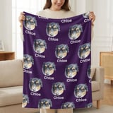 Custom Pet Blanket from Photo, Personalized Dog or Cat Portrait Blanket with Name, Dog Memorial Gift, Pet Sympathy Gift, Dog Mom Blanket thumbnail 7