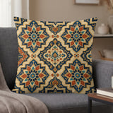 Moroccan Pattern Pillow Case | Boho Geometric Cushion Cover | Ornate Global Decor Throw Pillow | Rich Jewel Tone Accent for Home thumbnail 1